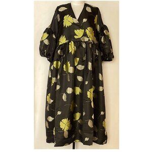 NWT RHODE RENE JACQUARD STYLE BLACK MIDI DRESS IN INK WILD POPPY PRINT SIZE S